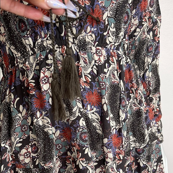 Free People Black Graphic Long Sleeve Mini Dress - Picture 6 of 16